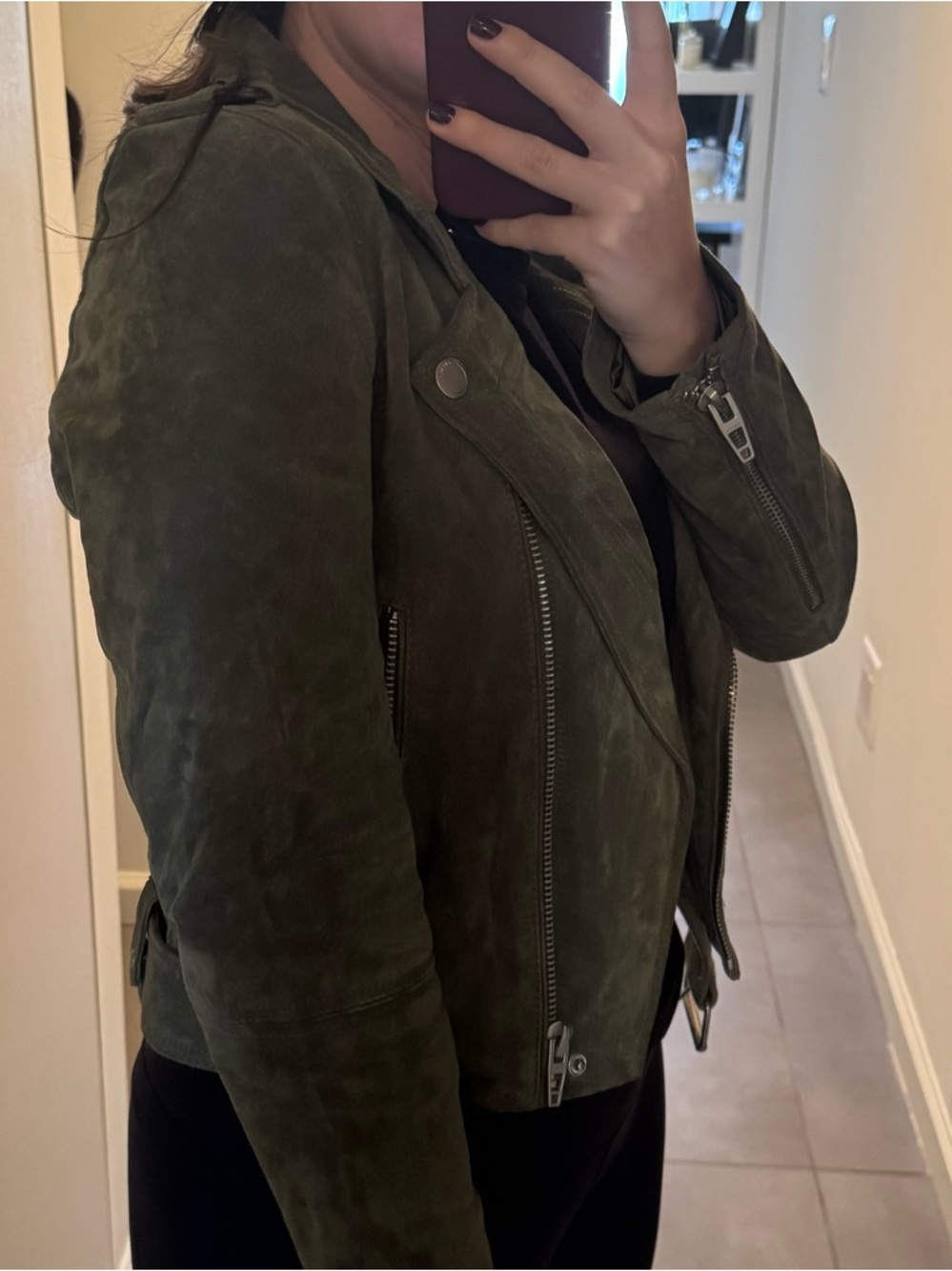 Blank NYC Olive Green Suede Bomber Jacket - Picture 3 of 7